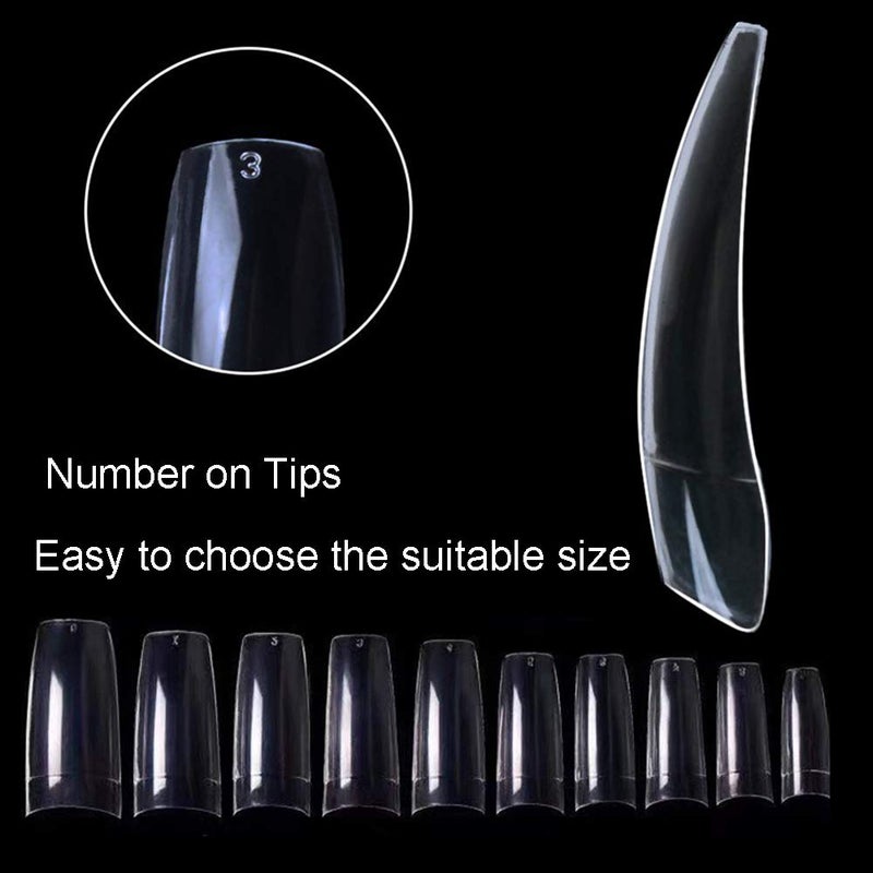 Beuniar Acrylic Nail Tips Clear 500Pcs French Artificial False Tip for Manicure Nails Art Salons & Home DIY - Image 3